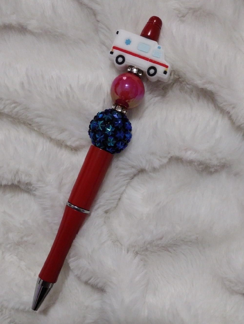 Red Novelty Pen with Toy Car Topper